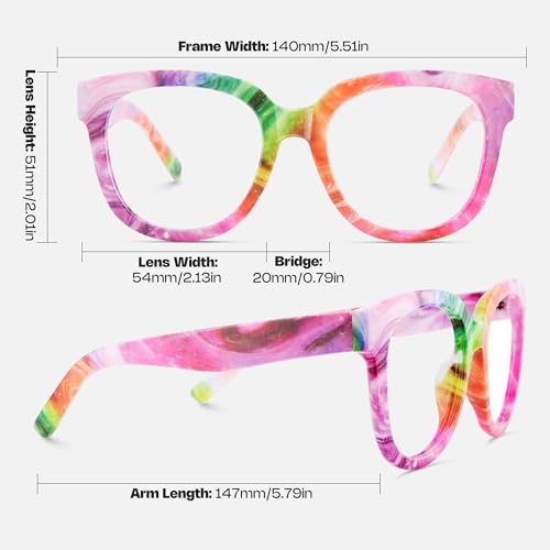 Image of Zeelool Oversized Blue Light Glasses for Women Square Candy Eyeglasses Stylish Full Rim Designer Eyewear Anti Eyestrain & UV JGP049594-13B