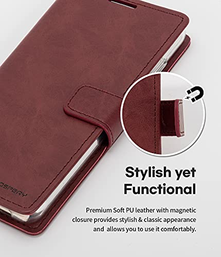 Goospery Bluemoon Wallet Compatible With Galaxy S21 Fe Case, Premium Pu Leather Standing Feature Flip Card Holder Phone Cover (Wine) #TOP5
