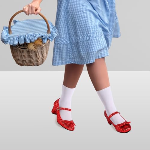 Haysandy Red Dress Shoes for Women Glitter Heels Women Costume Princess Shoes for Yellow Brick Road with Socks4