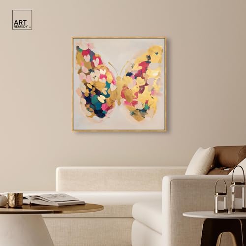 Art Remedy Flutter of Fortitude I Canvas Fashion Wall Art, Gold Frame, 40 x 40 by Art Remedy - Used condition - Image 3
