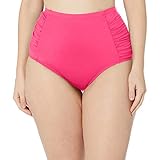 La Blanca Women's Island Goddess Side Shirred High Waist Bikini Swimsuit Bottom, Pink, 22W