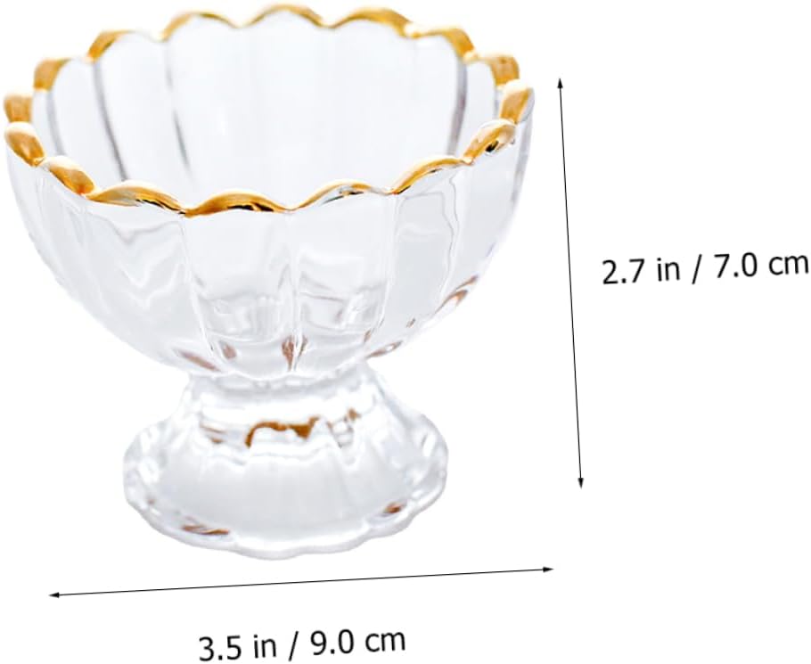 4pcs Stylish Trimmed Dessert Cup Elegant Floral Glass Ice Cream Bowl for Home Restaurant and Dessert Shops for Pudding Sundaes and Parfaits