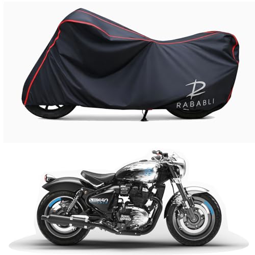 Image of Waterproof Bike Body Cover Compatible for | Royal Enfie Shotgun 650 | Taffeta Fabric, Red Piping Design, Bottom Elastic Fit | Dustproof, Sun UV & Rain Protection for All Bikes