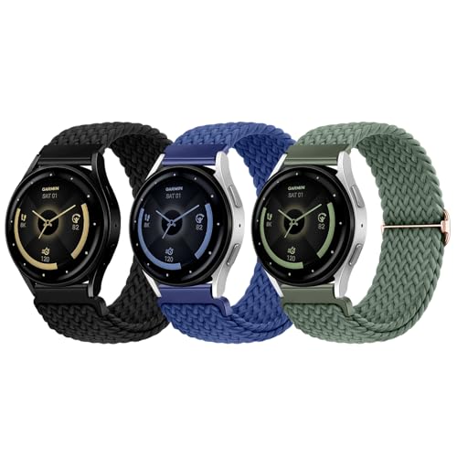 SNBLK 3 Pack 18mm 20mm 22mm Braided Watch Band Compatible with Garmin Vivoactive 5 Watch Bands/Vivoactive 6/3/4s, Quick Release Adjustable Elastic Nylon Loop Strap for Venu 3S/2S/Venu 3/2 Women Men by SNBLK - Used condition - Image 9