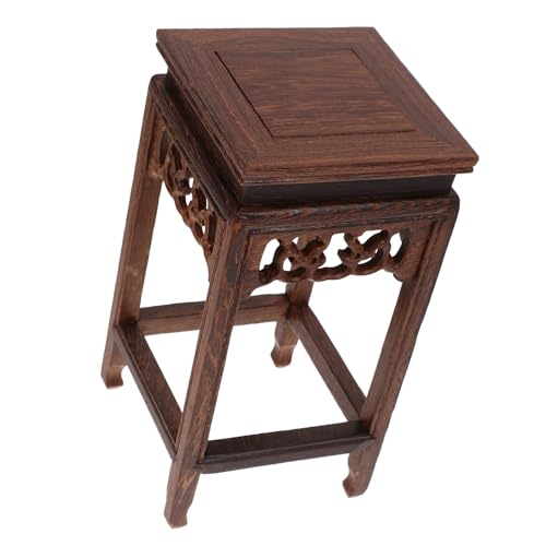 HOODANCOS Wooden Plant Stool Wood Base Plant Holder Potted Planter Stand Compact Jade Stone Display for Living Bedroom Home Decor