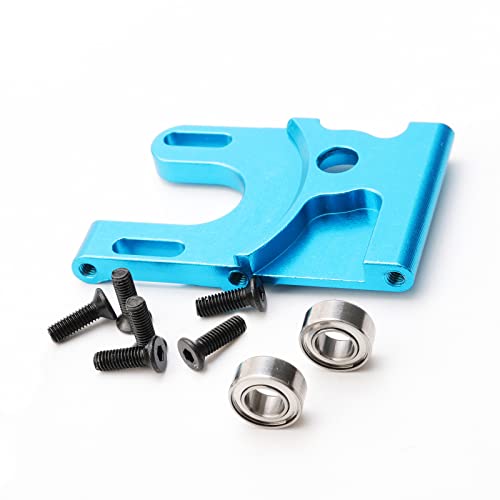 Aluminum Motor Mount and Bearing Replace Original Part # 03007 for HSP 1/10 RC Cars 94123 94103 94107 94110 94111 94112 94113 94115 94124 94170 Nitro Upgrade to Electric Powered, Blue