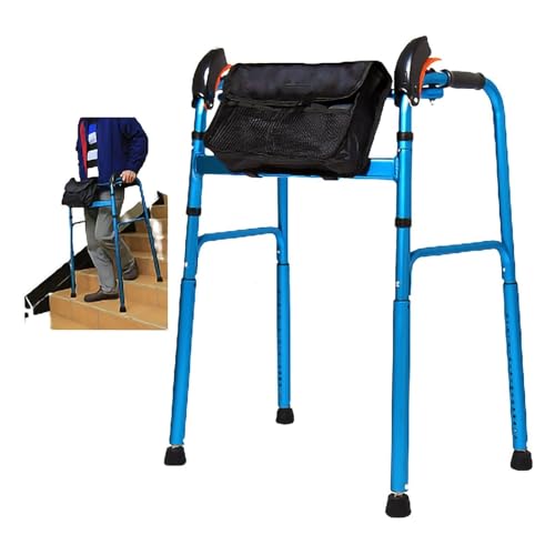 Lightweight Folding Walkers for Seniors Height Adjustable Portable Stair Climbing Walker Without Wheels