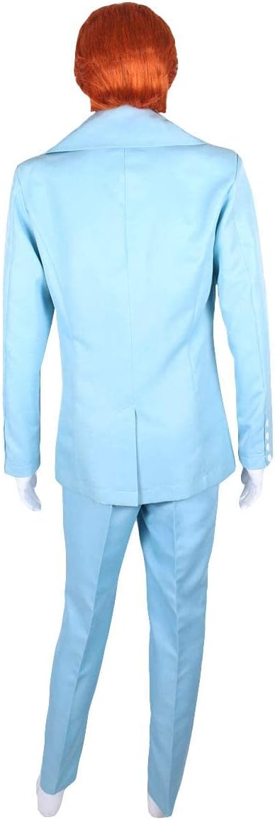HPO Men’s Glam Rock Pop Star Blue Suit Costume – 70s Retro Singer Outfit Include Jacket, Shirt, Tie & Pants for Disco Party