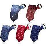 BESMODZ Classy Men's Pack of 5 Pre-tied Zipper Tie Silk Woven Necktie 19' Length