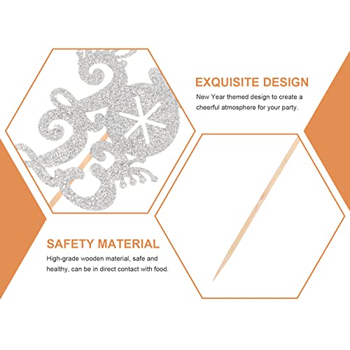 LUOZZY 40pcs Glitter 2023 Dessert Cake Toppers 2023 New Year's Eve Party Cupcake Picks Party Favors