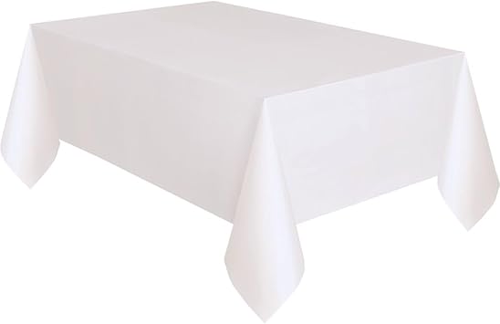 Solid White Rectangular Plastic Table Cover 137cm x 274cm 1 Count - Elegant & Durable Tablecloth for Parties, Events, and Home Use