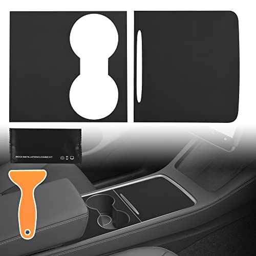 Tinlucys Center Console Matte Black Wrap Designed for Tesla Model 3/Y 2021-2024,Model 3/Y Interior Black Console Cover Accessories