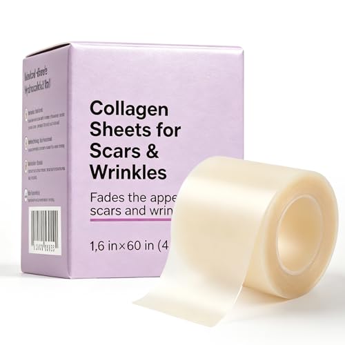 Collagen Tape, Collagen Sheets for Scars & Wrinkle, Silicone Scar Removal Strips for Various Different Scars and Wrinkles, for Surgeries Burn Acne Wounds Recovery