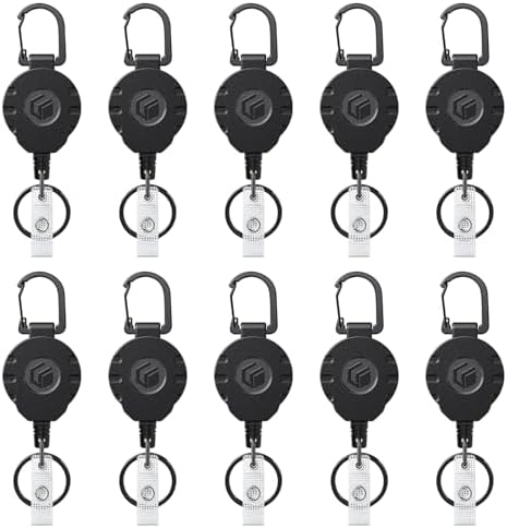 Koorito 2 Pack Retractable Keychain With Carabiner - 30" Heavy Duty Badge Reel, Holds 9 Oz, For ID & Keys