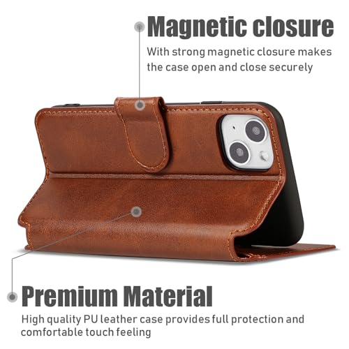 Coque iPhone 15 de qualité supérieure en cuir synthétique marron finition épurée - 6