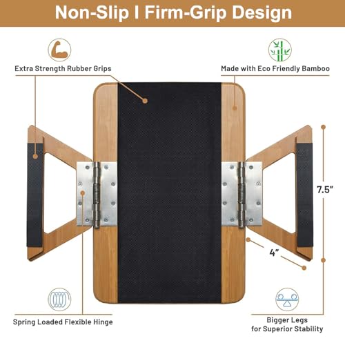 Bandeja plegable de bambú para brazo de sofá mesa auxiliar rectangular de 13x9 pulgadas 7
