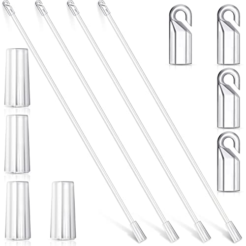 24 Inches 4 Pieces Blind Wand Vertical Blinds Replacement Parts Blind Rod With Hook And Grip Clear Plastic Blind Opener Long Window Blind Stick Tilt Rod #TOP30