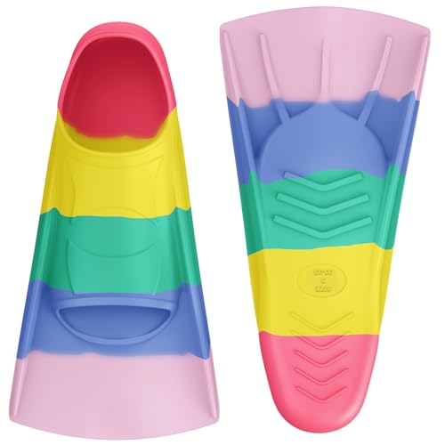 Gintenco Swim Fins, Kids Swim Training Fins for Lap Swimming, Travel Size Flippers with Mesh Bag, Silicone Swimming Fins for Kids Teens Adults Women Men (CH11, S(Jr 2-3/US Women 3-5))