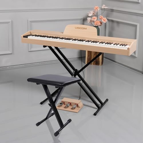 UISCOM Keyboard Bench - X-Style Thick Padded Cushion Piano Bench Adjustable Height Keyboard Stool Chair Seat for Electronic Digital Keyboards Pianos- Comfortable Seat for Musicians, BC002BK