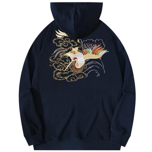 Hoodie grue brodée Harajuku vintage en coton casual pour homme de style collège