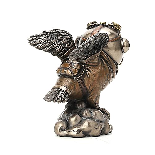 Estatua búho aviador steampunk 4 1/8 pulg Resina broncínea miniatura 4