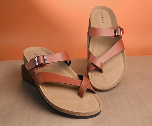 Image of LOUIS STITCH Comfortable Open Toe Cork Sandals | Lightweight Casual Sliders with Toering and Easy Slip-on Slippers | Back Open Sandals | LSOF-10