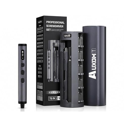 Kit de Ferramentas de Precisão 78 em 1 | Chave de Fenda Manual e Elétrica Profissional, Bits em Aço S2 com Tela OLED e Carregamento USB‑C para Conserto de Celular, Notebook, PC, Eletrônicos