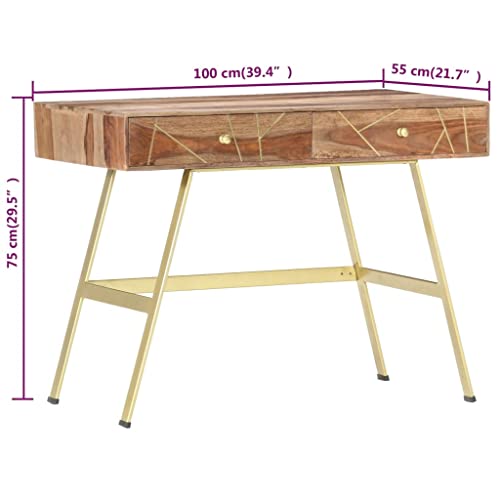 Bureau Bois Massif Moderne Style Industriel de Bureau Ordinateur Rangement - 3