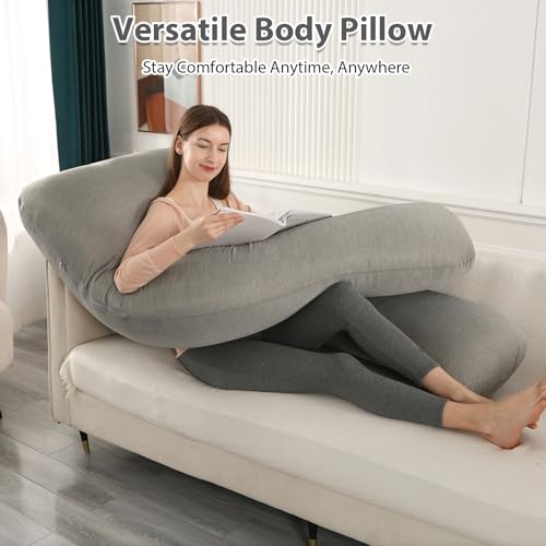Image of Amagoing Pregnancy Pillows with Cooling Cover, U-Shape Full Body Pillow for Sleeping, Support for Back, Legs, Belly, HIPS for Pregnant Women, Maternity Pillow for Adults, Dark Grey Cooling