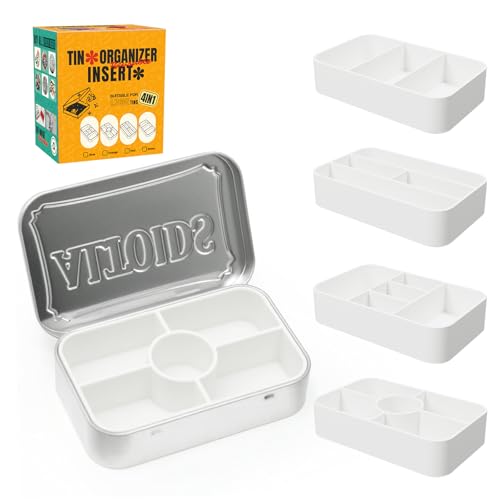 Wzporzst Hard Plastic Organizer Insert Compatible with Altoids 1.76oz Mint Tins, Sturdy Compartment Storage Box for Personal Storage/Crafts/Jewelry/Small Parts (White)