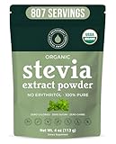 Organic Stevia Powder, 100% Pure Stevia Sweetener Powder, 4 oz, Low Glycemic Sugar Alternative, Powdered Sweetener for Baking and Beverages, 800+ Servings (113 g)