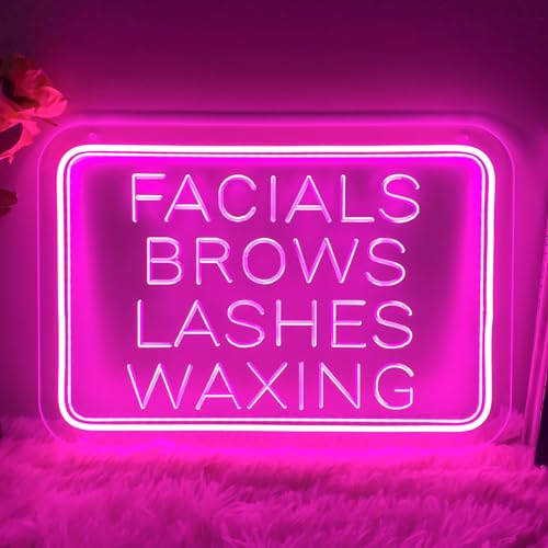 Image of Facial Brows Lashes Waxing Neon Sign For Wall Decor 3D Art Carving Design Indoor Bedroom Led Neon Signs Backdrop Flex Christmas Party Wedding Living Room Birthday Gift(Pink,USB,40x27.5CM)