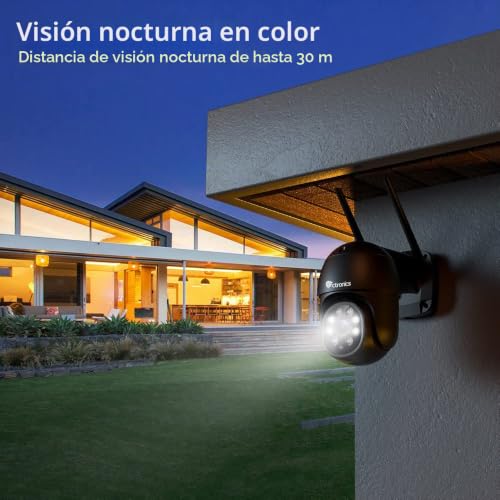 Miniatura 4 de Ctronics Camara Vigilancia Wifi Exterior, 1080p Ptz Cámara De Seguridad Para El Hogar Con Visión Nocturna En Color 30m Detección Humana Seguimiento Automático Audio Bidireccional Negro 2 Piezas
