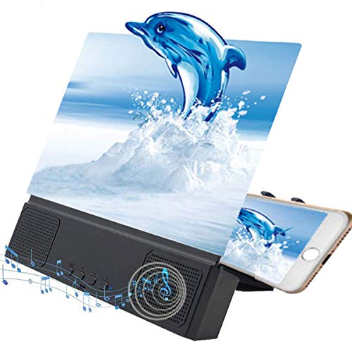 Echiisn 3D HD Mobile Phone Screen Magnifier Amplifier with Speaker, 12 inch, Foldable Holder Stand, Suitable for Watching Movie Videos on All Smartphones (with Speaker)