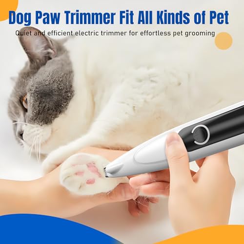 Yeerain Pfotentrimmer für Hunde mit LED-Licht, USB Wiederaufladbar Hundeschermaschine Paw Trim Pro für Hunde und Katze, Leise Hundepfoten Trimmer für Pfoten, Augen, Ohren, Gesicht, Körp