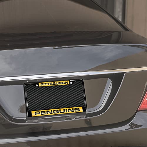 Nhl Rico Industries Pittsburgh Penguins Black Black Laser Cut Chrome Frame 12" X 6" 12" X 6" Black Laser Cut Chrome Frame - Car/Truck/Suv Automobile Accessory #TOP1