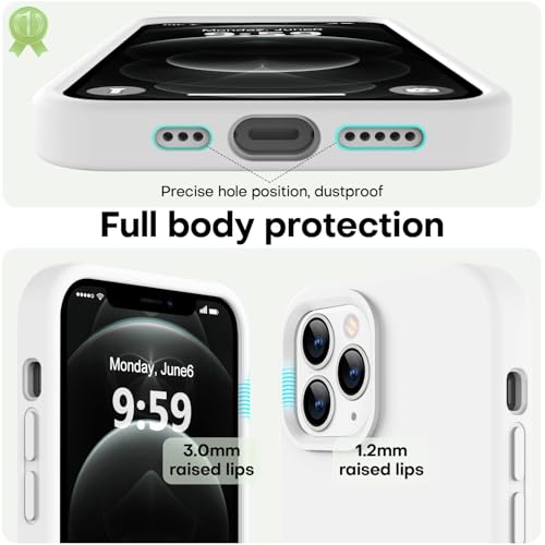 Image of LOVE 3000 Compatible with iPhone 12 Pro Max Phone Case | Thickening Liquid Silicone | Anti-Scratch Microfiber Lining | Full-Body Duty Heavy Protection Case for iPhone 12 Pro Max Women Girls, White