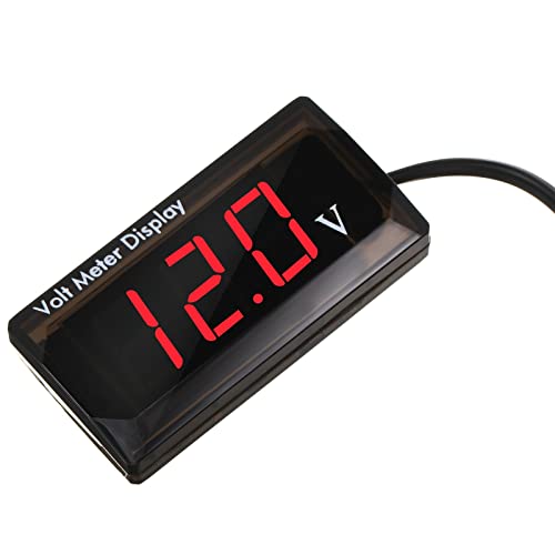 DC 12V Auto Digitales Voltmeter LED Anzeige Spannung Messung Auto Digitales Spannung Messer Panel 4-28V Voltmeter Anzeige für Fahrzeug Motorrad Lastwagen ATV SUV (Rot)