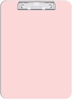 Hongri Plastic Clipboard, Pink Clipboard Standard A4 Letter Size Clipboards for Nurses, Students, Office and Women, Clipboard with Pen Holder and Low Profile Clip, Size 12.5 x 9 Inch, (Pink)