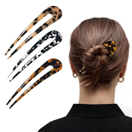 COYUN 3 Pezzi french pin, forcine capelli donna, Forcina per Capelli a Forma di U, Bastoncini per Capelli Eleganti per Chignon Francese, Accessori Capelli Donna per Matrimonio e Quotidiano