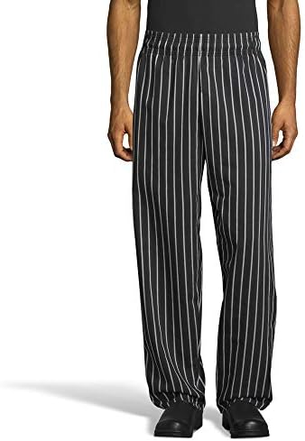 Uncommon Threads mens Classic Baggy With 3" Elastic Waist Chefs Pants, Chalk Stripe, Small US