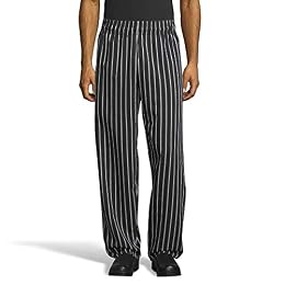 Uncommon Threads mens Classic Baggy With 3" Elastic Waist Chefs Pants, Chalk Stripe, X-Large US