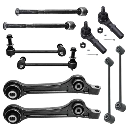 Image of Detroit Axle - Kit for 2011-2014 Chrysler 300 2011-2018 Dodge Challenger 2011-2020 Charger 2 Lower Rearward Control Arms w /Ball Joints 4 Tie Rods 4 Front Rear Sway Bars Replacement