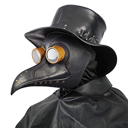 Creepy Party Pest Doktor Maske Schwarz Niet Lange Nase Vogelschnabel Steampunk Masken Kostüm Requisiten für Masquerade Ball Halloween Party Karneval Cosplay