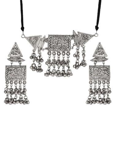 Juego de joyas Dhriti de latón bañado en plata oxidada talla S DMZ-1535