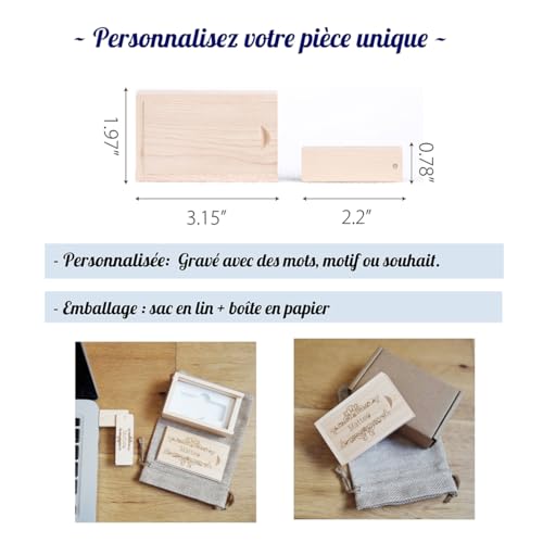 Clé USB flash drive 3.0 de 32 Go haut de gamme en bois véritable - 6