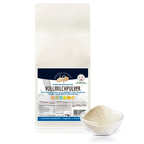 GOLDEN PEANUT Vollmilchpulver sprühgetrocknet 1 kg Trockenmilch Pulver Milch Backen Eiscreme Vorrat
