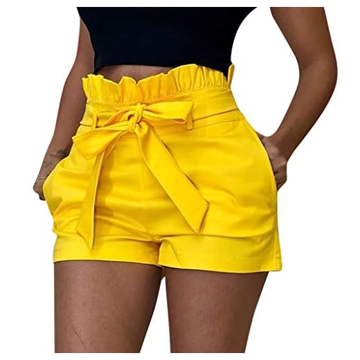 Pantalones Mujer Cortos Verano PAOLIAN Pantalones Sexy Vestir Fiesta Cintura Alta Talla Grande Cinturon Casual Gasa