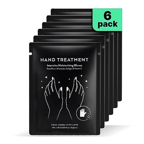 Premium Hand Gloves Moisturizing Overnight Hand Care for Dry Cracked Hands – Moisturizing Gloves Hand Masks for Spa Day – Hydrating Hand Mask Gloves for Collagen Hand Repair Treatment, 6 pack