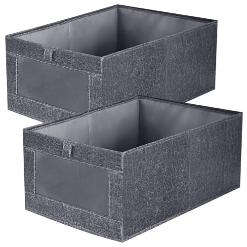 Niviy 2 Stück Schubladen Organizer kleiderschrank Extra Großem 5 Fächer Abstand 8,5cm Aufbewahrungsbox Schrank Faltbar PP-Hartplatte Stabiler Boden Organizerbox für Jeans,Mantel,Pullover 43X30X25CM